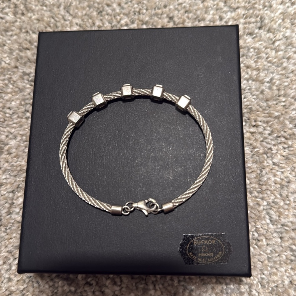 Sterling Silver Cable Bangle With Black Diamonds - image 3